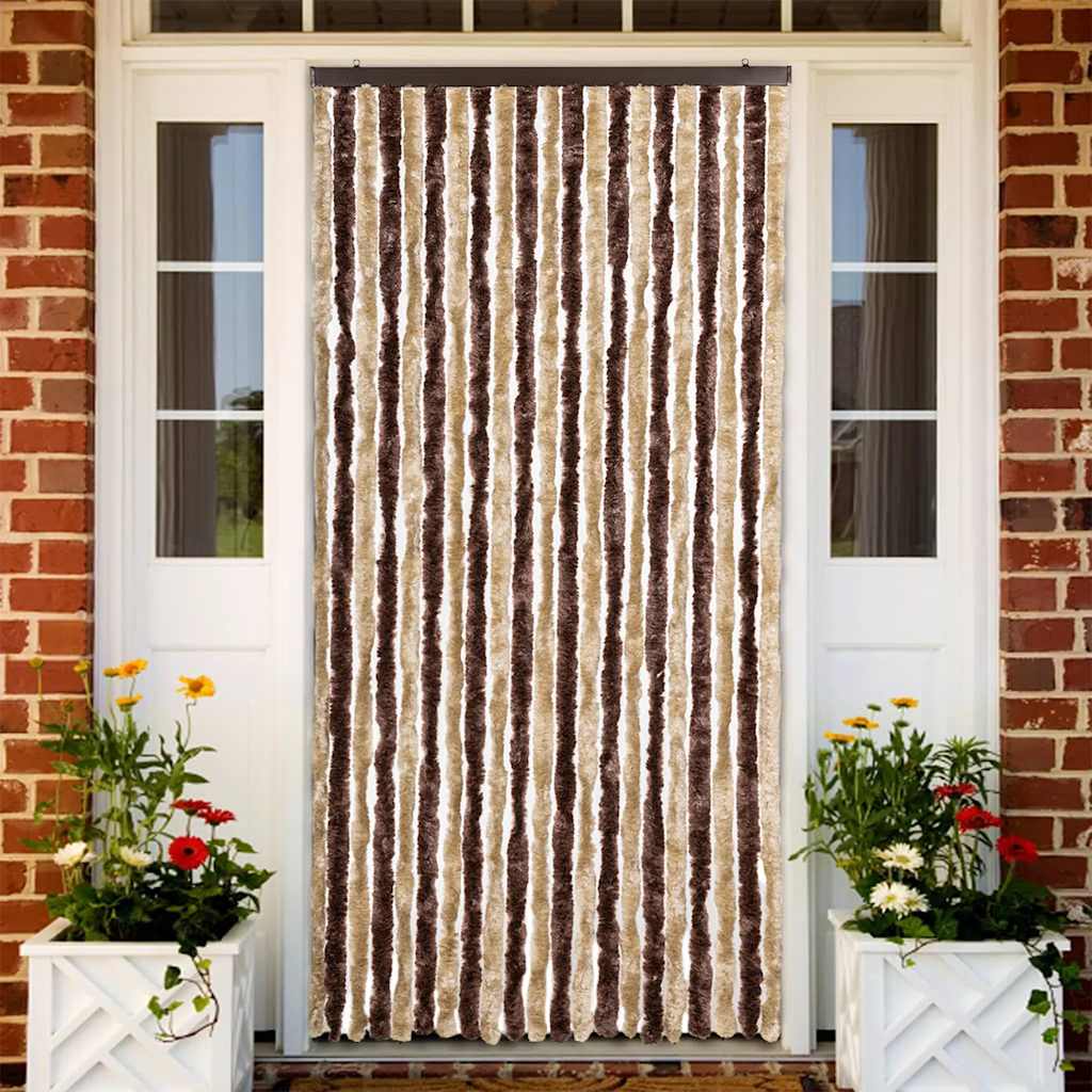 240571 vidaXL Insect Curtain Beige and Light Brown 90x220 cm Chenille
