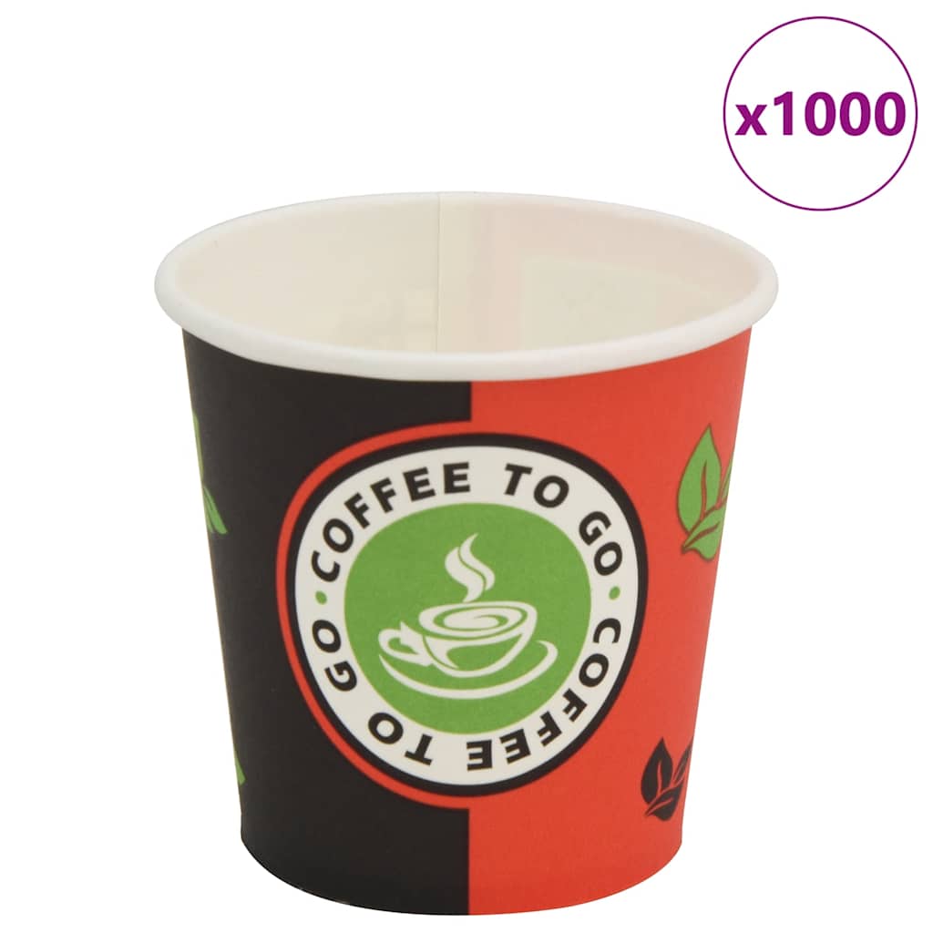 1000 pcs Disposable Coffee Cups Paper 120 ml (4 oz) in multicolour design for takeaway beverages.
