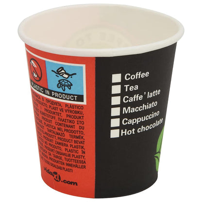 1000 pcs Disposable Coffee Cups Paper 120 ml (4 oz) with dimensions - 60 mm top diameter and 45 mm bottom diameter.