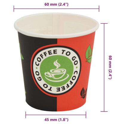 Close-up of 1000 pcs Disposable Coffee Cups Paper 120 ml (4 oz) showcasing paper material and dimensions, ideal for festivals and parties.