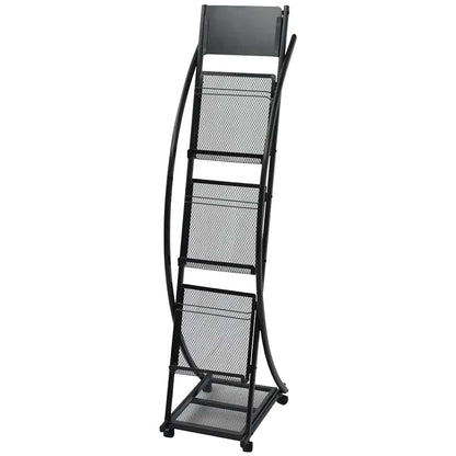 30098 vidaXL Magazine Rack 40x32x131 cm Black A4