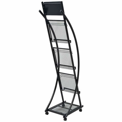 30098 vidaXL Magazine Rack 40x32x131 cm Black A4