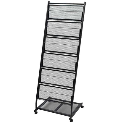 30100 vidaXL Magazine Rack 47,5x43x133 cm Black A4