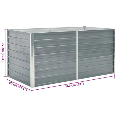 Raised Garden Bed 160x80x77 cm Galvanised Steel Grey