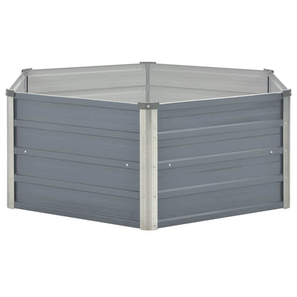 Raised Garden Bed 129x129x45 cm Galvanised Steel Grey