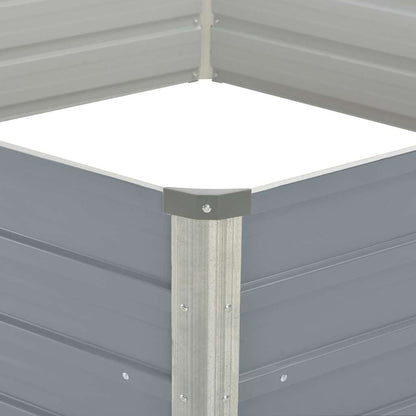 Raised Garden Bed 129x129x45 cm Galvanised Steel Grey