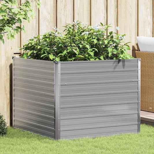 Raised Garden Bed | Grey | Galvanised steel | 100x100x77 cm |  Durable