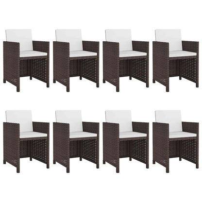 42544 vidaXL 9 Piece Outdoor Dining Set with Cushions Poly Rattan Brown