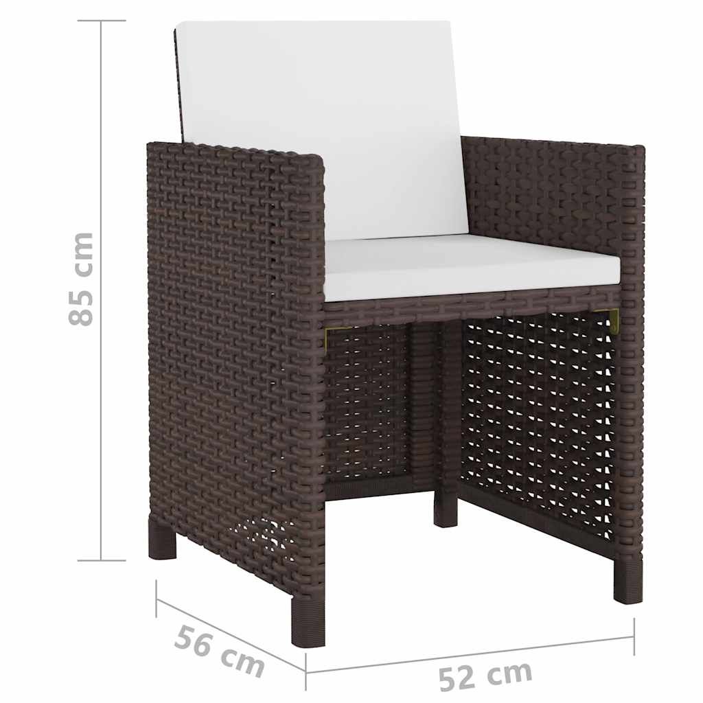 42544 vidaXL 9 Piece Outdoor Dining Set with Cushions Poly Rattan Brown