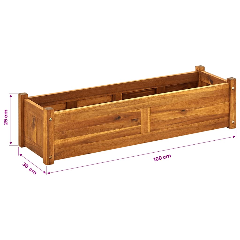 Raised Bed | Brown | Acacia wood | 100x30x25 cm | Durable | Raised Bed
