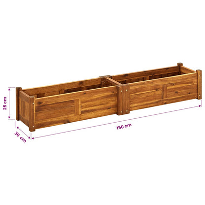 Raised Bed | Brown | Acacia Wood | 150x30x25 cm | Durable