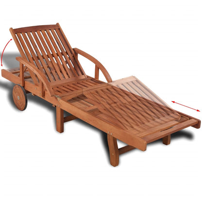 Sun Lounger | Natural wood | Solid Acacia wood | 200 x 68 x 83 cm