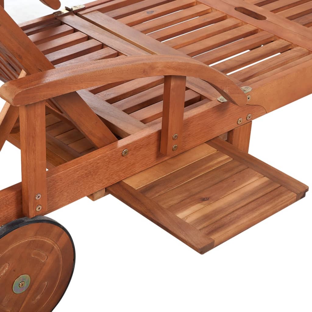 Sun Lounger | Natural wood | Solid Acacia wood | 200 x 68 x 83 cm
