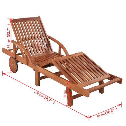 Sun Lounger | Natural wood | Solid Acacia wood | 200 x 68 x 83 cm