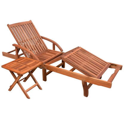 Sun Lounger And Table | Brown | Solid acacia wood | Standard | Foldable