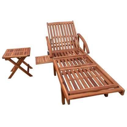Sun Lounger And Table | Brown | Solid acacia wood | Standard | Foldable