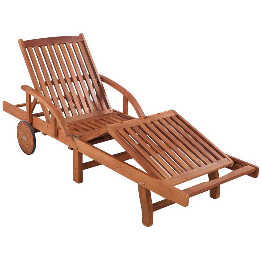 Sun Lounger And Table | Brown | Solid acacia wood | Standard | Foldable