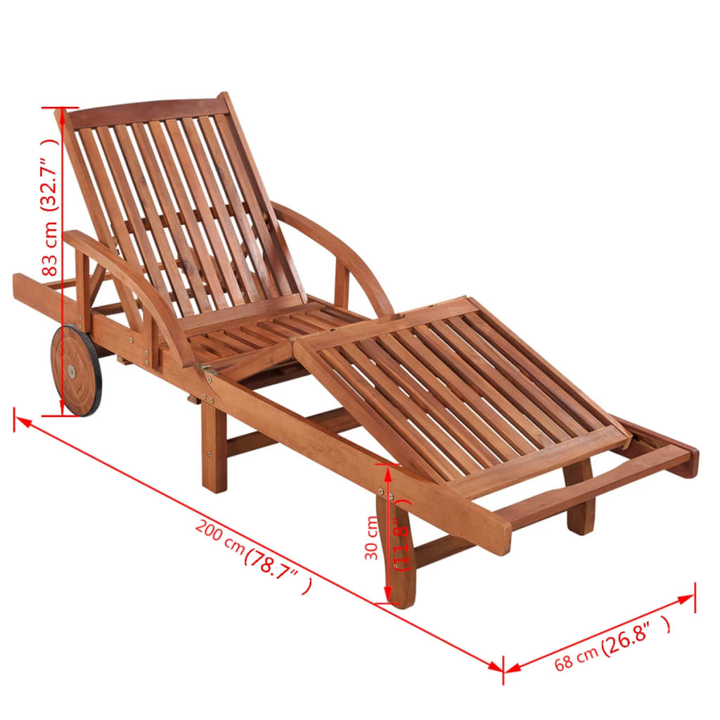 Sun Lounger And Table | Brown | Solid acacia wood | Standard | Foldable