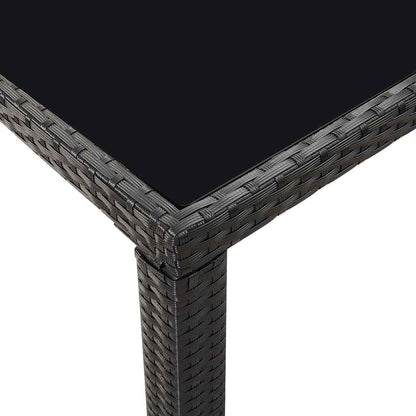 5 Piece Outdoor Dining Set with Cushions Poly Rattan Black