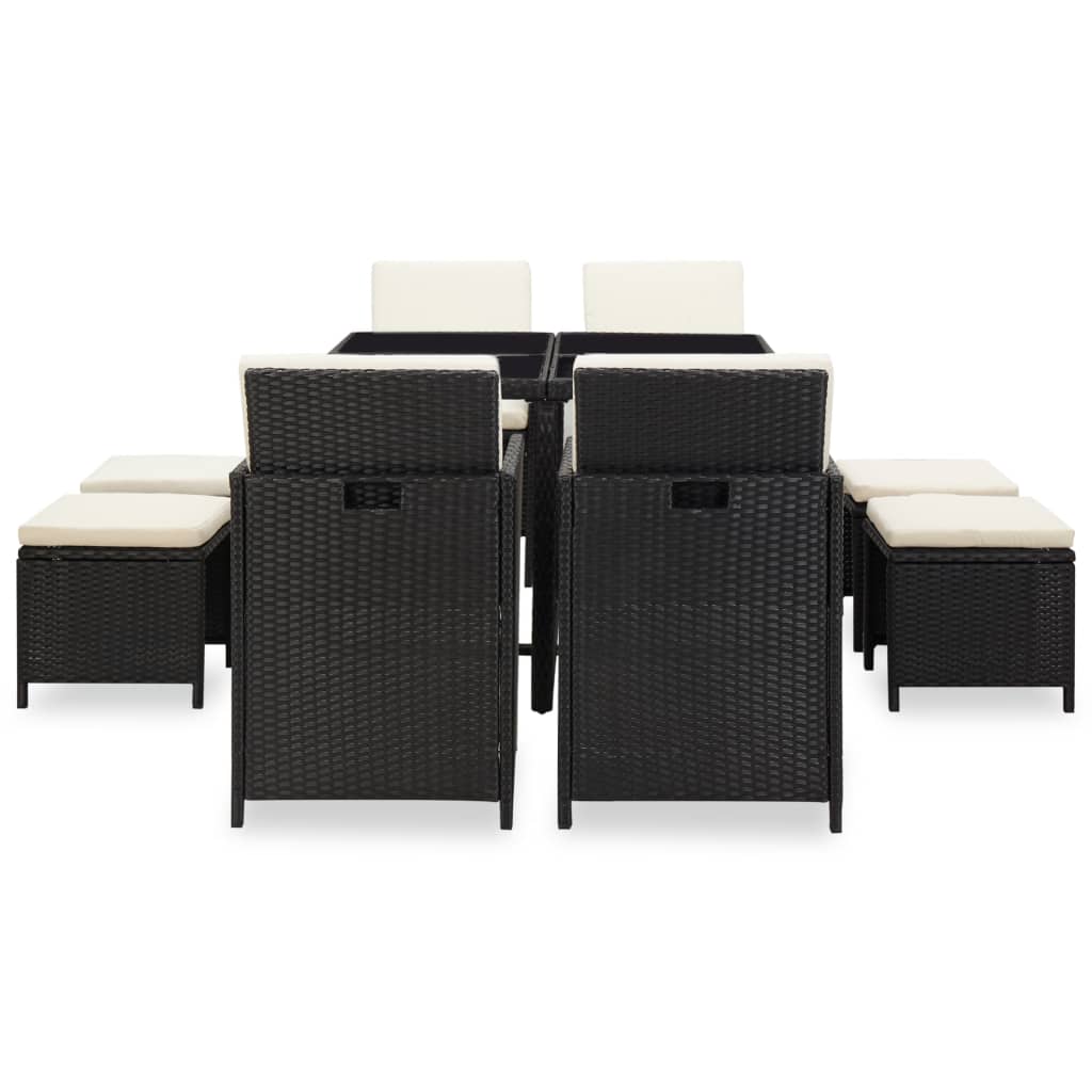 Patio Furniture | Black | Steel, PE Rattan, Glass, Polyester