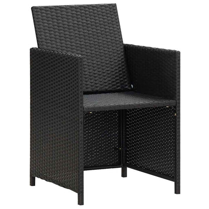 9 Piece Outdoor Dining Set with Cushions Poly Rattan Black