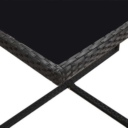 9 Piece Outdoor Dining Set with Cushions Poly Rattan Black