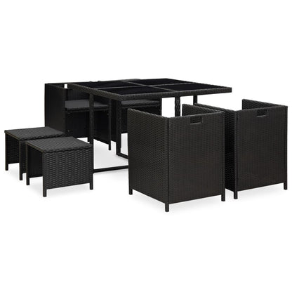 Patio Furniture | Black | Steel, PE Rattan, Glass, Polyester
