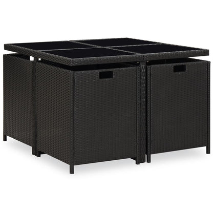 Patio Furniture | Black | Steel, PE Rattan, Glass, Polyester