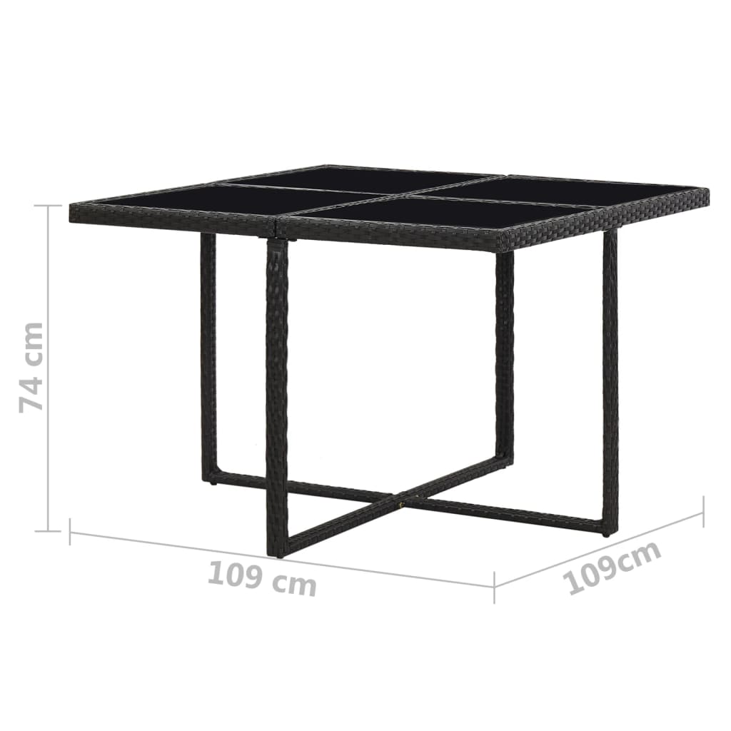 Patio Furniture | Black | Steel, PE Rattan, Glass, Polyester