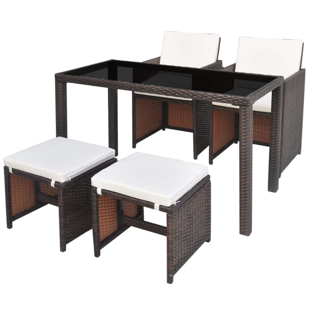 Patio Furniture | Brown | Steel, PE Rattan, Glass, Polyester | Medium
