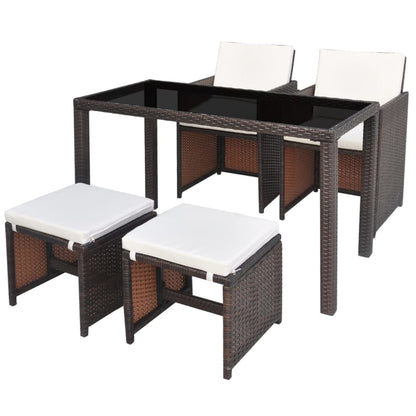 Patio Furniture | Brown | Steel, PE Rattan, Glass, Polyester | Medium