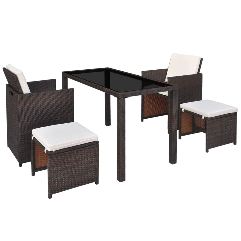 Patio Furniture | Brown | Steel, PE Rattan, Glass, Polyester | Medium