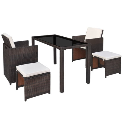 Patio Furniture | Brown | Steel, PE Rattan, Glass, Polyester | Medium