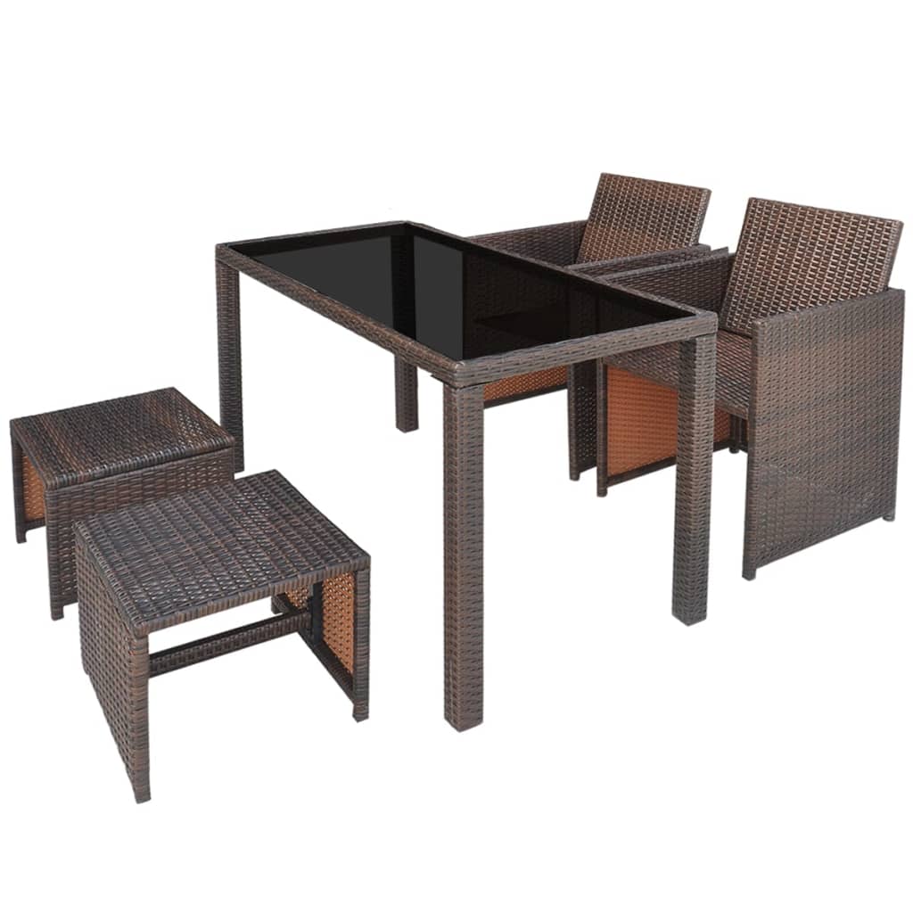 Patio Furniture | Brown | Steel, PE Rattan, Glass, Polyester | Medium