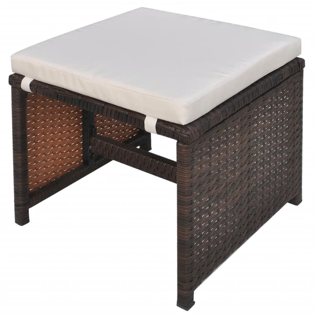 Patio Furniture | Brown | Steel, PE Rattan, Glass, Polyester | Medium