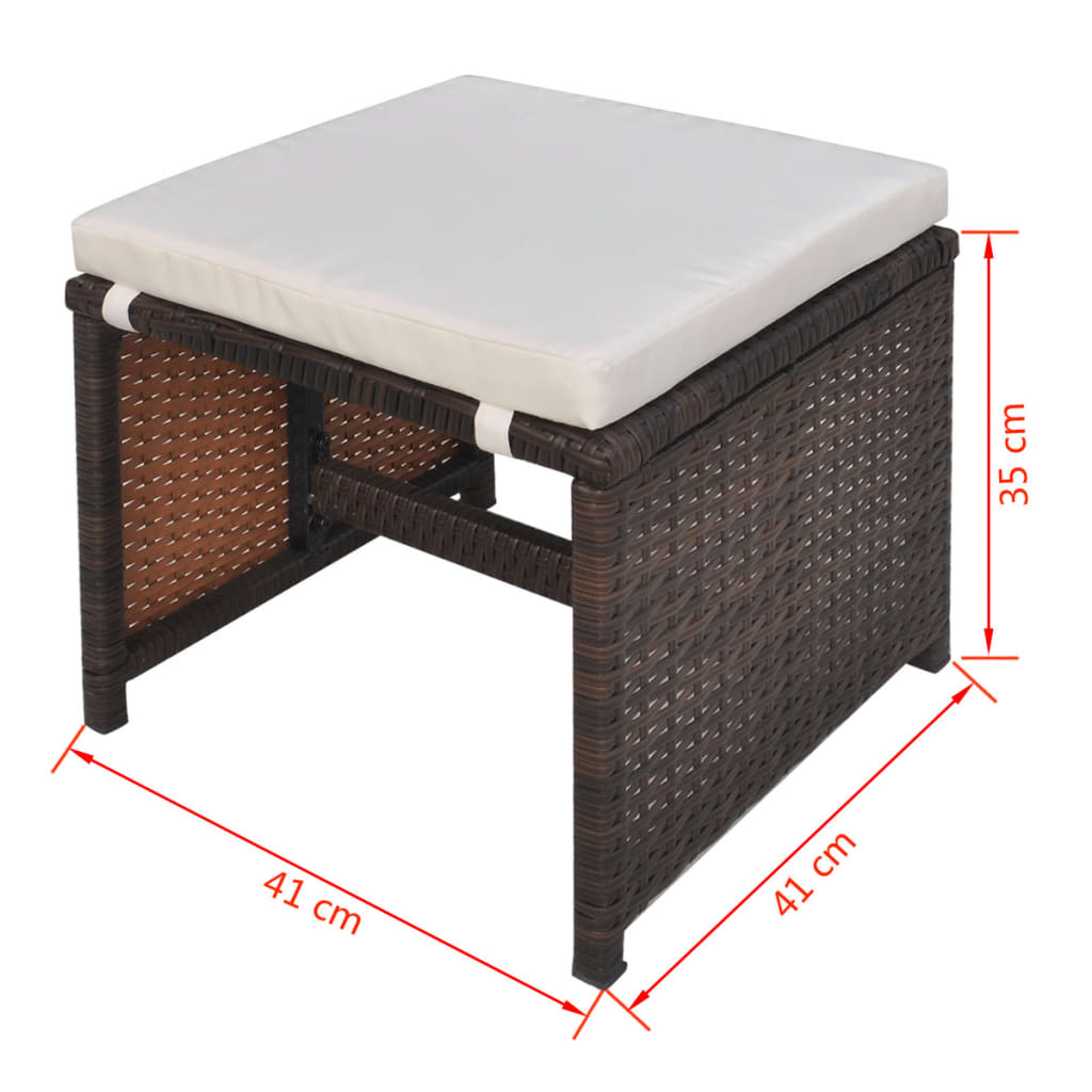 Patio Furniture | Brown | Steel, PE Rattan, Glass, Polyester | Medium