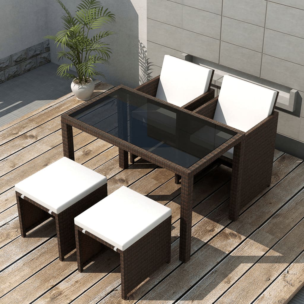 Patio Furniture | Brown | Steel, PE Rattan, Glass, Polyester | Medium