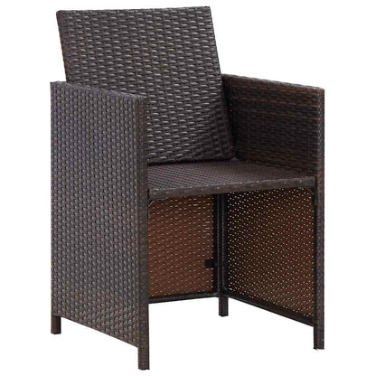13 Piece Outdoor Dining Set with Cushions Poly Rattan Brown
