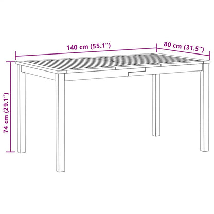 Garden Table 140x80x74 cm Solid Acacia Wood