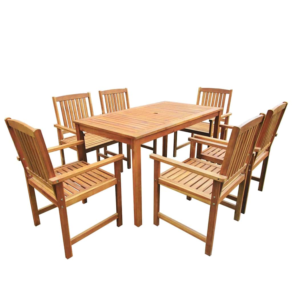 42623 vidaXL 7 Piece Outdoor Dining Set Solid Acacia Wood