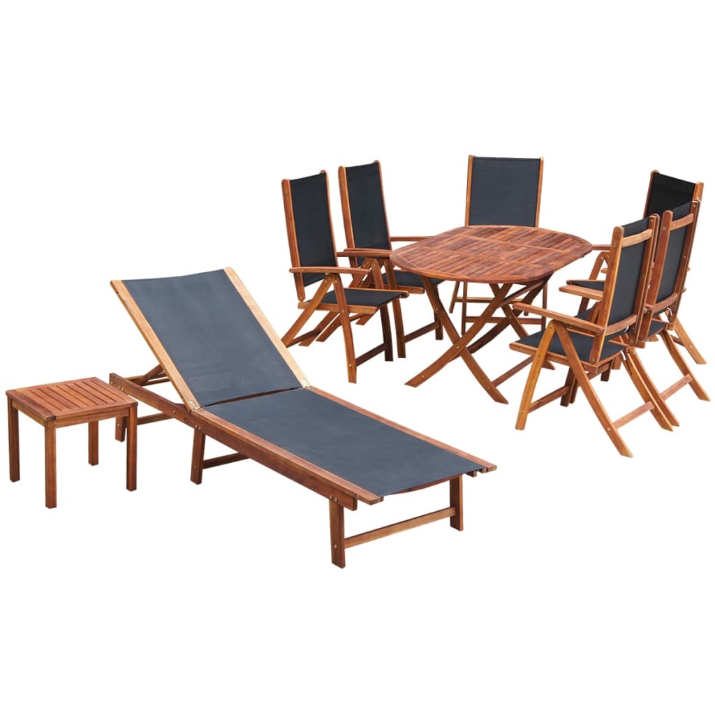 Garden Furniture Set | Brown | Acacia wood | 9 piece set | Foldable