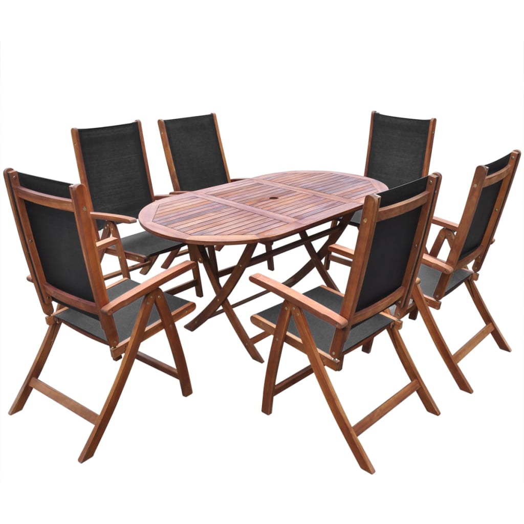 Garden Furniture Set | Brown | Acacia wood | 9 piece set | Foldable