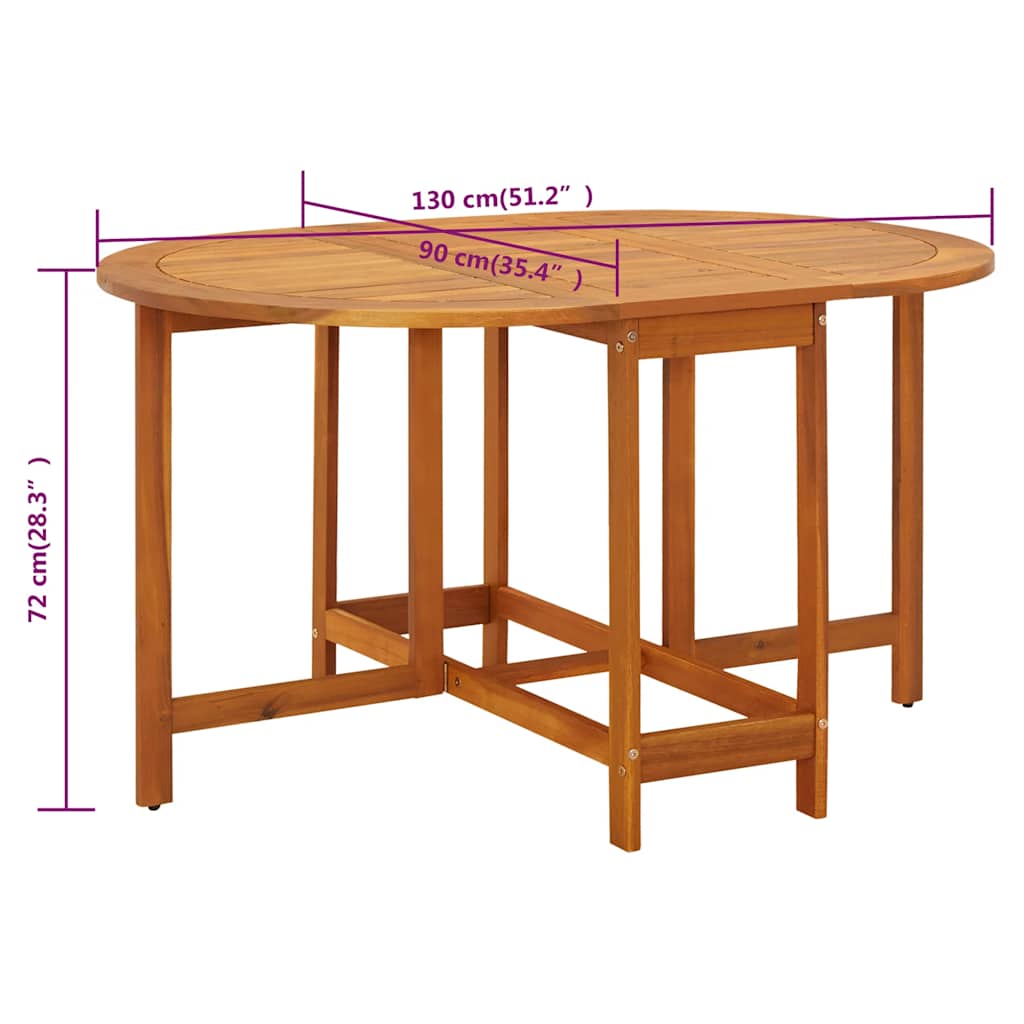 42659 vidaXL Garden Table 130x90x72 cm Solid Acacia Wood