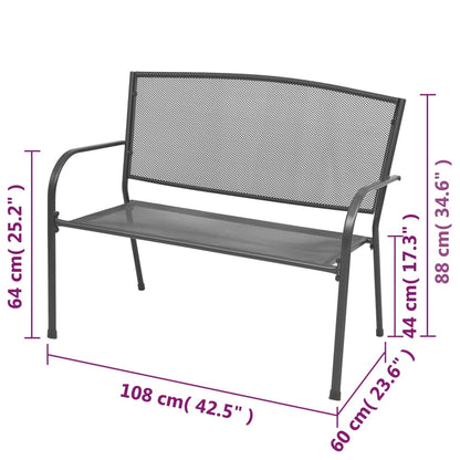 Garden Bench | Anthracite | E-coated powder-coated steel | Medium