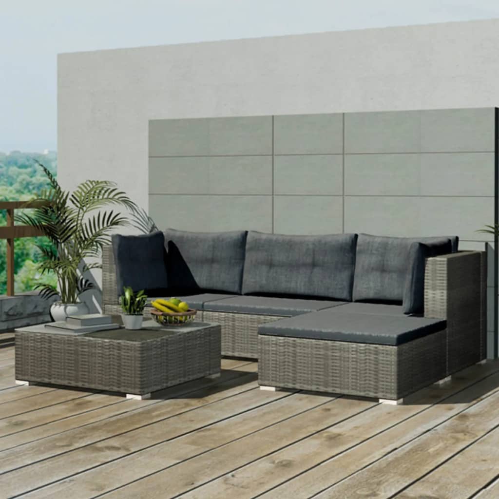 Patio Furniture | Grey | PE rattan, powder-coated steel, glass, polyester