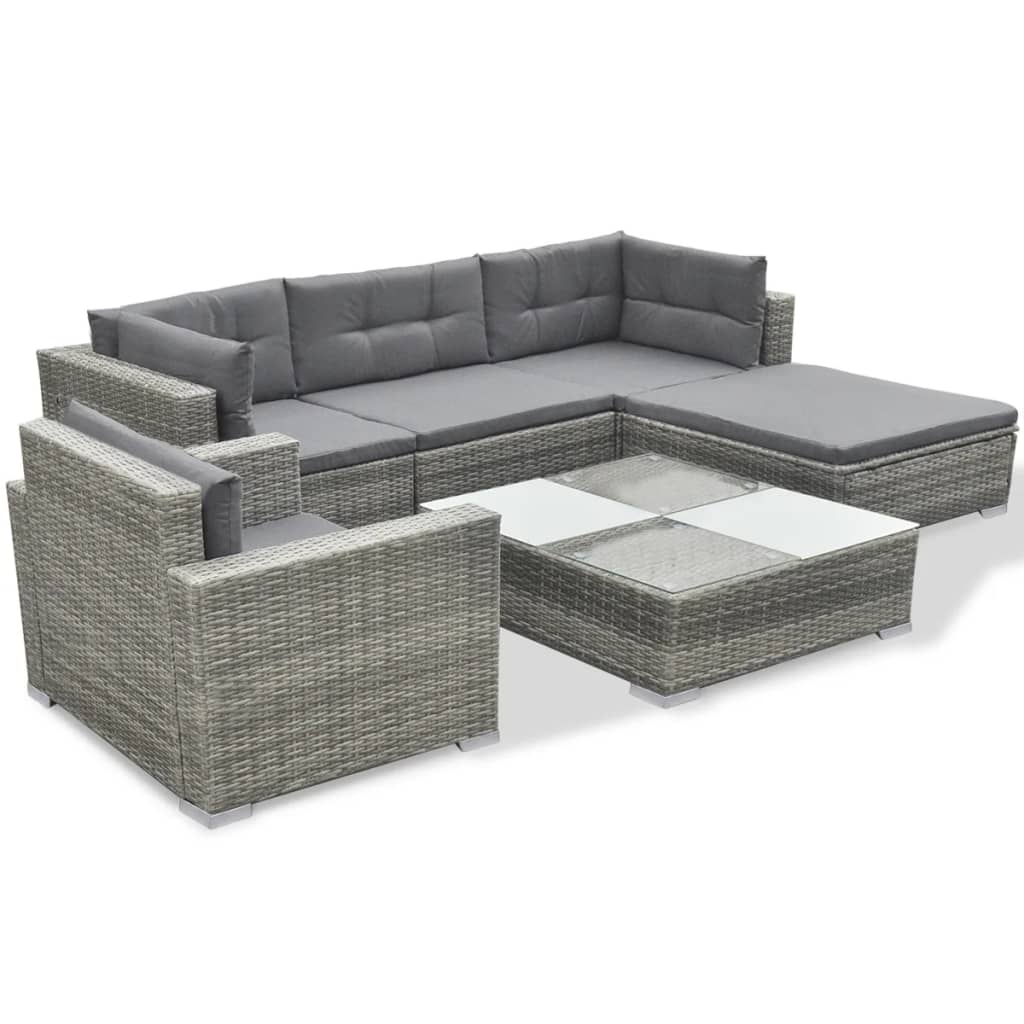 Patio Furniture | Grey | PE Rattan, Powder-coated steel, Glass, Polyester