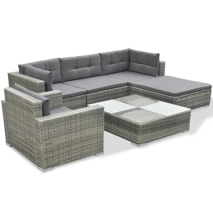 Patio Furniture | Grey | PE Rattan, Powder-coated steel, Glass, Polyester
