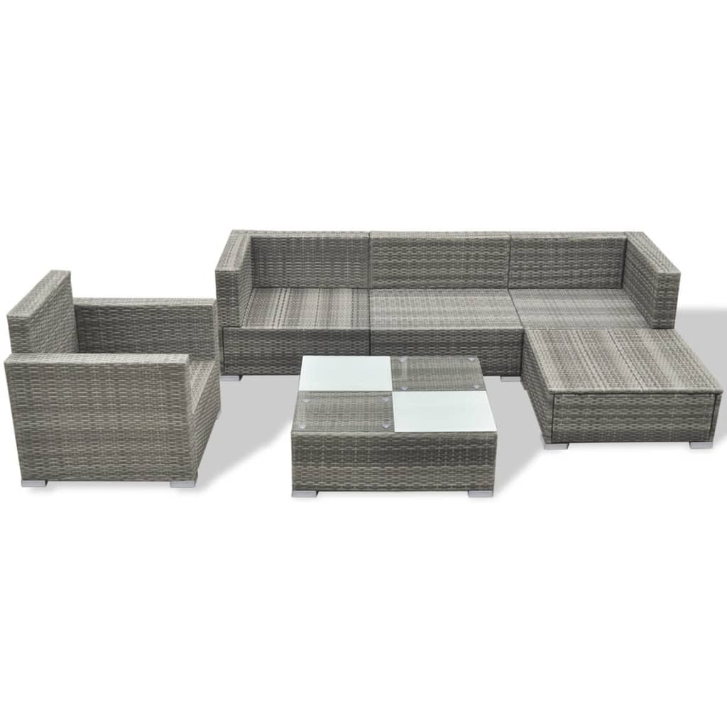 Patio Furniture | Grey | PE Rattan, Powder-coated steel, Glass, Polyester