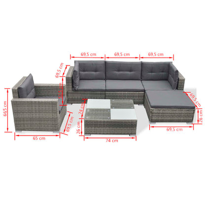Patio Furniture | Grey | PE Rattan, Powder-coated steel, Glass, Polyester