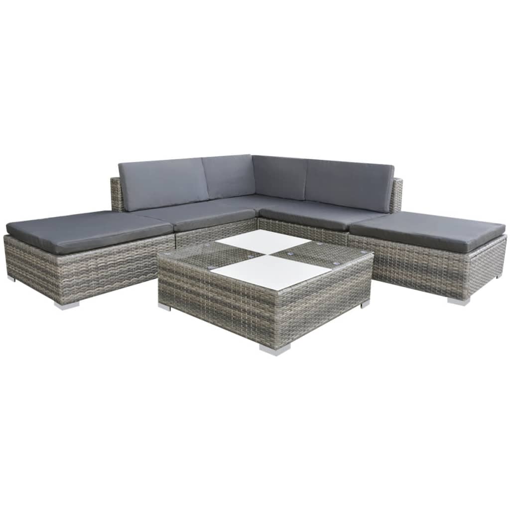 Patio Furniture | Grey | Powder-coated steel, PE rattan, glass, polyester